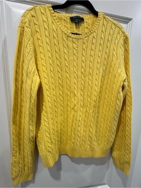 Ralph Lauren Women’s Yellow Cable-Knit Crewneck Sweater